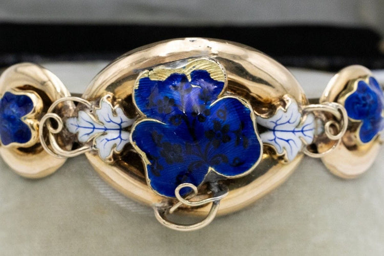 Bracelet Bracelet en or jaune du début du XIXe siècle avec émail cobalt - Style Biedermeier 58 Facettes 10500