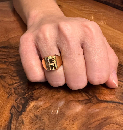 Bague 55 Chevalière En Or "Eh" 58 Facettes