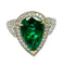 Bague 53 Bague moderne en or jaune avec émeraude naturelle en forme de poire et diamants 58 Facettes E19