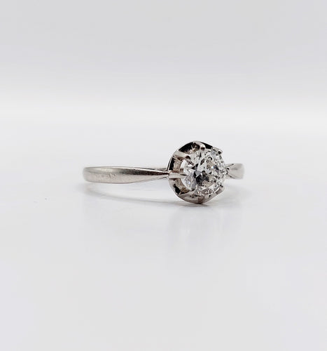 Bague solitaire art deco Platine diamant taille ancienne 0,43 carat (circa 1930)