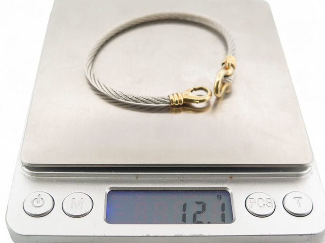 Bracelet vintage bracelet FRED force 10 t17 cable en acier & manille or jaune 18k 58 Facettes 269964