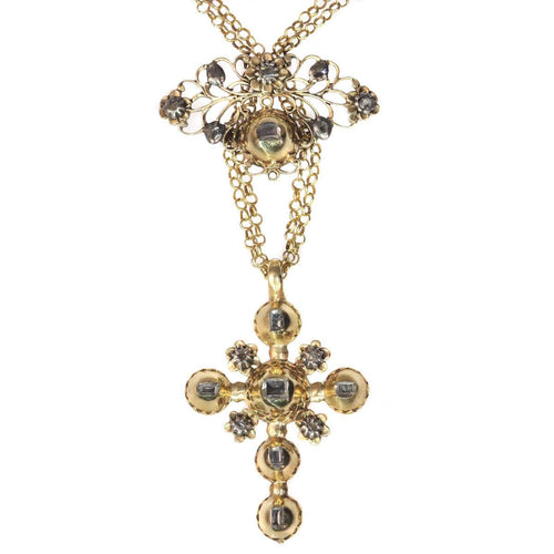 Pendentif Éclat divin : pendentif croix en or des années 1730 58 Facettes 20240-0285