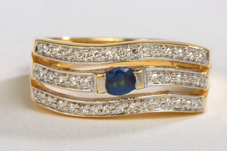 Bague 58 Bague Or jaune Saphir, Diamant 58 Facettes 00390CN