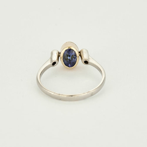 Bague 65 Bague en or jaune, or blanc, Tanzanite et diamants 58 Facettes RAM3128