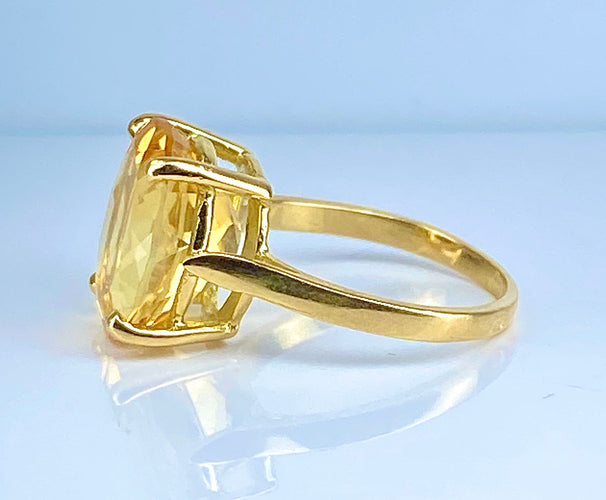 Bague 46.5 Bague en or jaune 18 carats et citrine 58 Facettes AB492