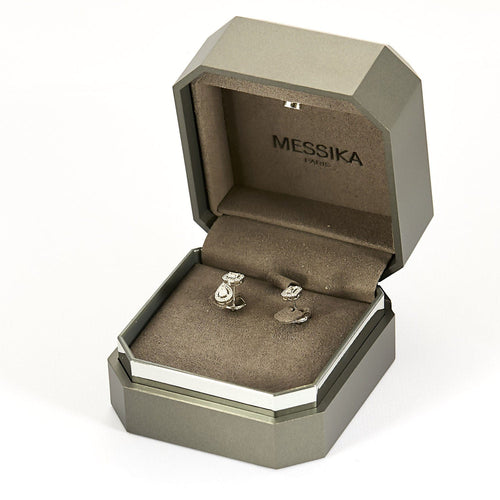 Boucles d'oreilles MESSIKA - MY TWIN 1+2 - Boucles d'oreilles asymétriques en or blanc et diamants 58 Facettes 58FC11