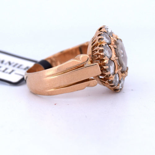 Bague 55 Bague ancienne en or rose avec diamants 58 Facettes