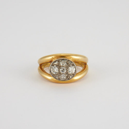 Bague Bague double or jaune et diamants 58 Facettes