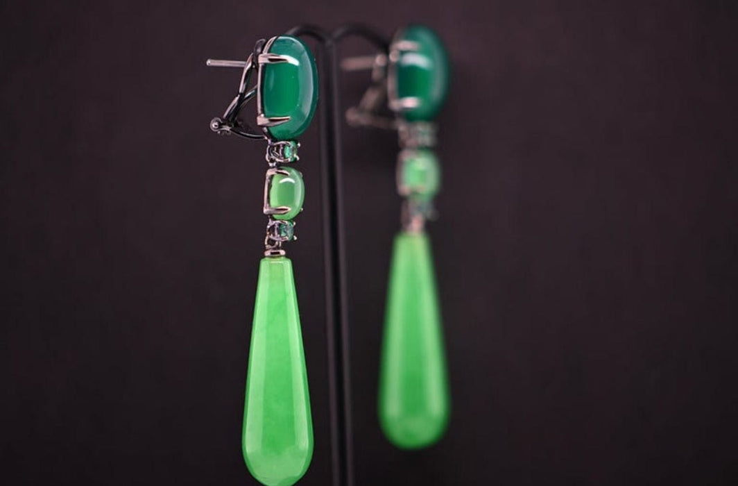 Boucles d'oreilles Boucles d'oreilles Emeraudes Jade Agate verte 58 Facettes