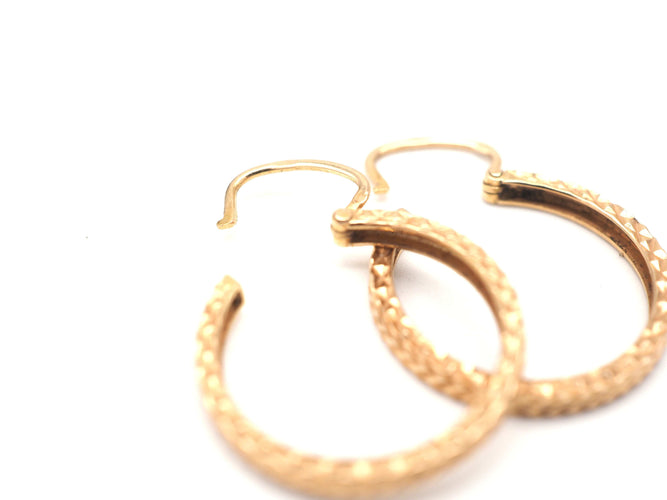 Boucles d'oreilles Créoles ancienne en or jaune 750 mil 58 Facettes