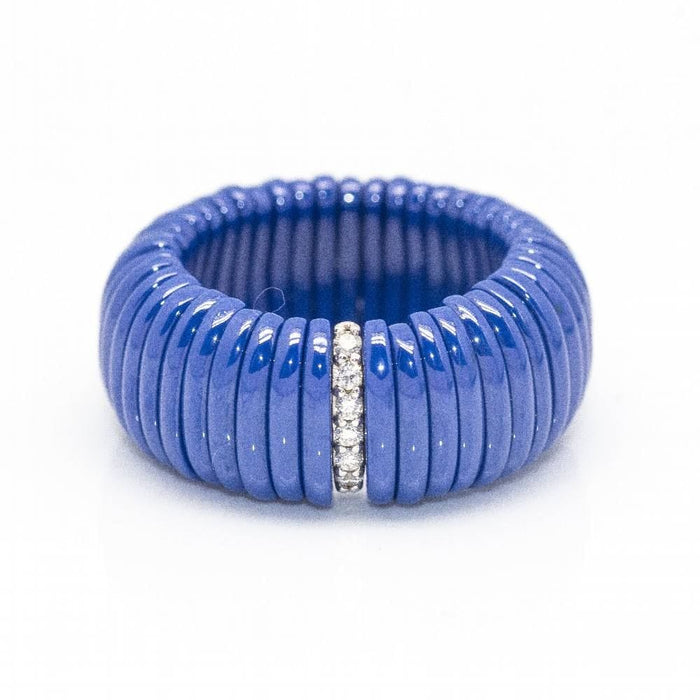 Bague 56 Bague JARRETIERE Céramique Bleue et Diamants 58 Facettes D362070SO