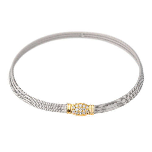 Collier Fred Collier  Force 10  Or jaune, Acier Diamant 58 Facettes 4345688RV