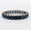 Bague 56 Alliance américaine art deco or blanc 14k saphirs bleus naturels 58 Facettes A06112