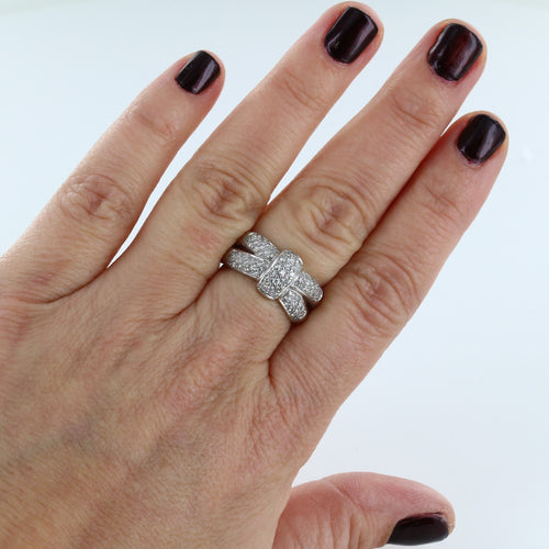 Bague 54.5 Bague lien diamants en or blanc 58 Facettes