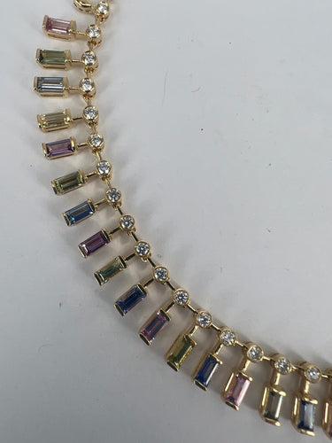 Collier Collier ras du cou en saphir arc-en-ciel et diamant 58 Facettes NECK-461