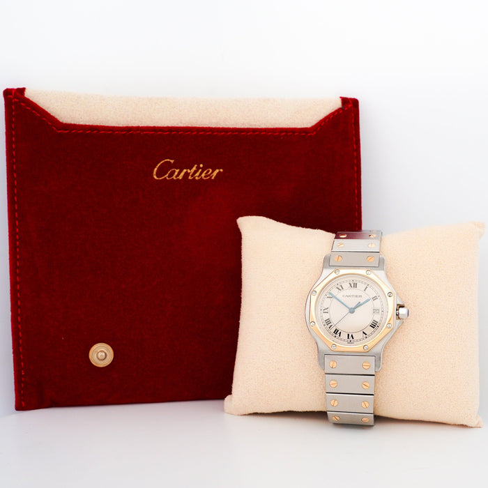 Bracelet Cartier Santos Octagone - Cadran romain ivoire - LM 58 Facettes