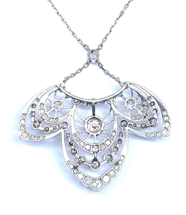 Collier Collier pendentif en platine, diamants, époque 1900 58 Facettes AB436