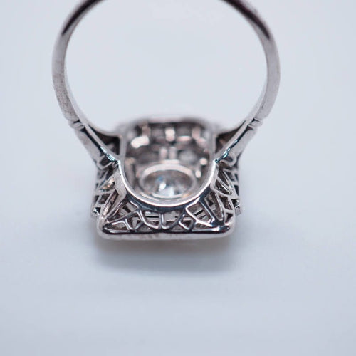 Bague Art Déco rectangulaire diamants