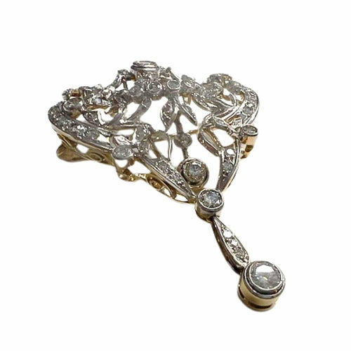 Broche Broche principe en or et platine avec diamants 58 Facettes Q117B(948)