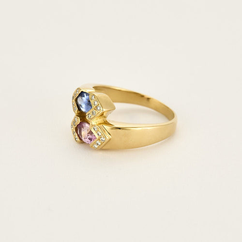 Bague 54 Bague Toi & Moi, saphir rose, saphir bleu et diamants 58 Facettes B240725-1