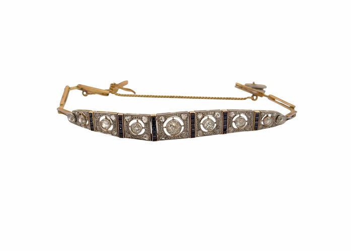 Bracelet Bracelet ancien art déco en or , saphirs et diamants 58 Facettes
