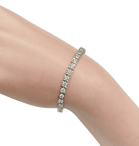 Bracelet Bracelet tennis cube en or blanc 18kt et diamants 58 Facettes