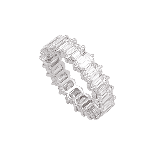 Bague 55 Alliance or blanc, diamants taille émeraude. 58 Facettes 34381