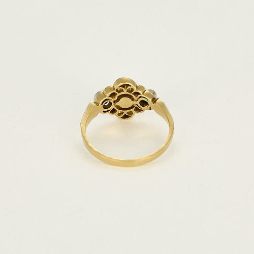 Bague 50,5 Bague de jeune fille en or jaune et or blanc, diamants et perle de culture 58 Facettes SQU3784X5