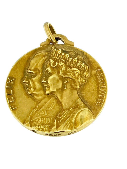 Pendentif Médaille or jaune de René Cliquet Grands-Ducs et Grandes-Duchesses de Luxembourg