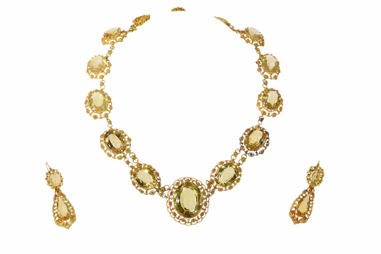 Collier Collier historique de 1820 en citrine et or, filigrane et granulation, très bel état 58 Facettes 25125-0132