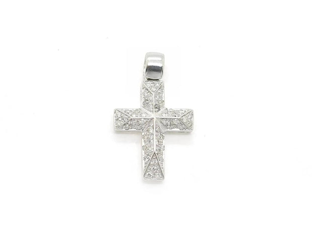 Pendentif Pendentif croix en or blanc avec diamants 58 Facettes 13403