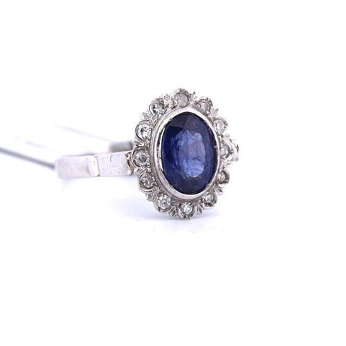 Bague 53 Bague en platine, saphir et diamant 58 Facettes