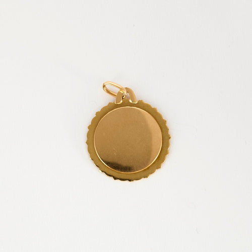 Pendentif AUGIS - Médaille d'Amour en or jaune, diamant et rubis de synthèse 58 Facettes SQU3232