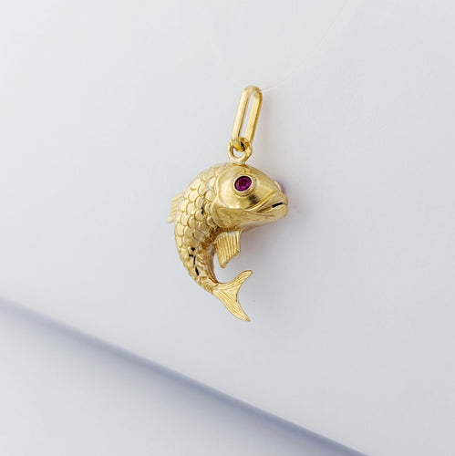Pendentif Pendentif Poisson en or jaune et rubis 58 Facettes 33092