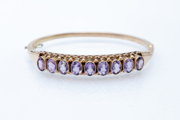 Bracelet Bracelet rigide en or jaune avec améthystes, Pays-Bas, milieu du XXe siècle 58 Facettes 10690