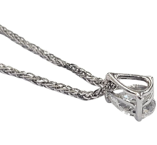 Collier Pendentif et collier diamant poire 0,75 ct en or blanc 18k 58 Facettes Q387B