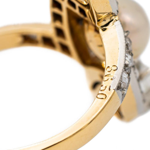 Bague 50 Bague Or jaune, Or blanc Perle, Diamant 58 Facettes 2845395CN