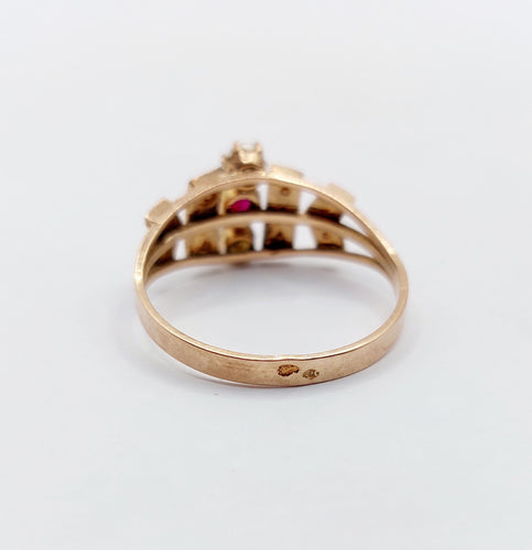 Bague 50 Bague victorienne or rose 18k rubis et perles (circa 1880) 58 Facettes A05279