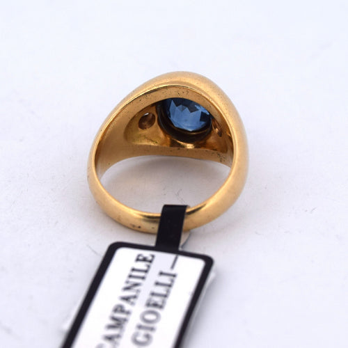 Bague 52 Bague vintage avec saphir 2,80 ct et diamants en or jaune 18 kt 58 Facettes