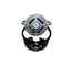 Bague ronde Art Déco en or gris et platine sertie de diamants et saphirs
