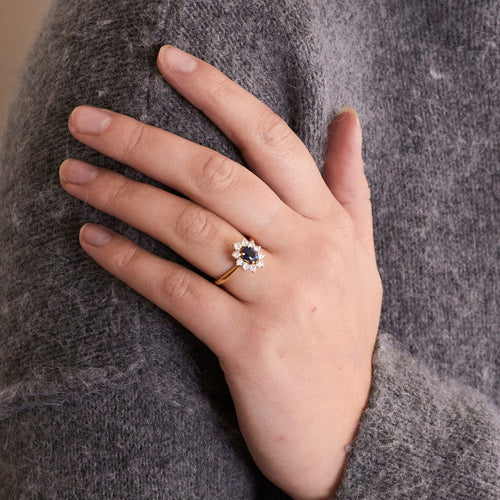 Bague 51.5 Bague Marguerite Saphir Bleu & Diamant 58 Facettes 002.202