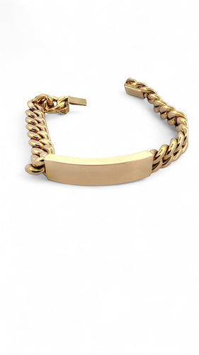 Bracelet Gourmette identité en or jaune 18 carats 58 Facettes