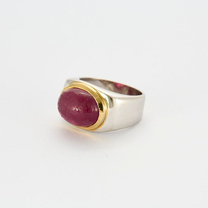 Bague or jaune et blanc tourmaline rose