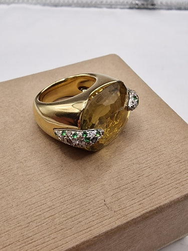 Bague Pomellato - Bague Pin Up en or jaune 18 k, citrine, tsavorites et diamants 58 Facettes
