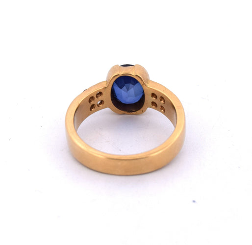 Bague 56 Bague vintage en or jaune avec saphir et diamants 58 Facettes