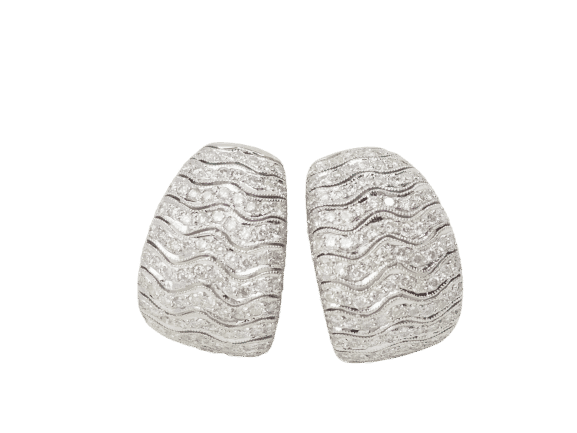 Boucles d'oreilles Boucles d'oreilles importantes en or blanc et pavage de diamants 58 Facettes 33113