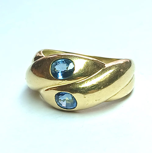 Bague 55 Bague serpentine ornée de deux saphirs bleu ciel 58 Facettes 593/1