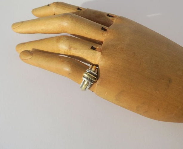 Bague 47 Christofle - Bague jonc vintage godrons en or 18k et argent 58 Facettes