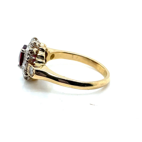 Bague 53 Bague Marguerite Ancienne Rubis Diamants 58 Facettes