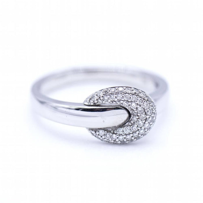 Bague 57 Bague Boucle en Or Blanc et Diamants 58 Facettes N102885LF